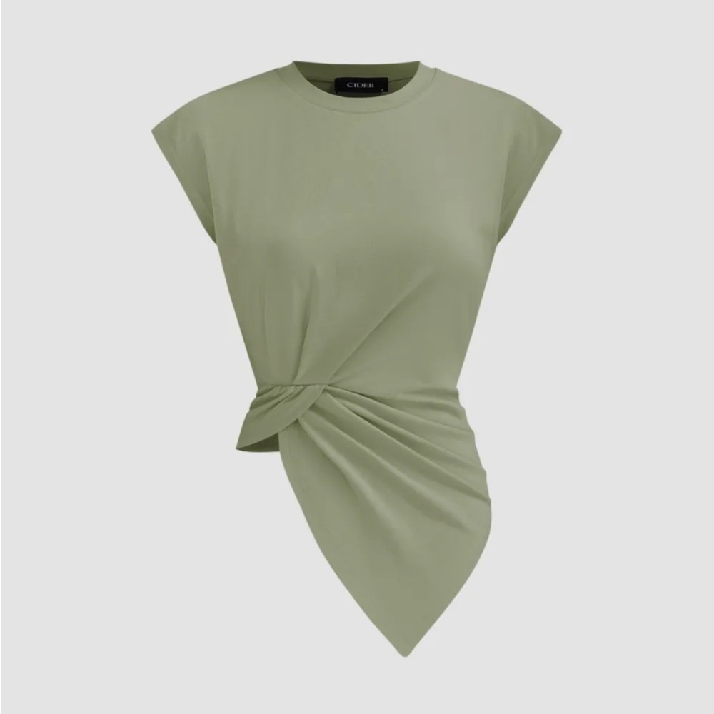 ASYMMETRICAL HEM SHORT SLEEVE TOP